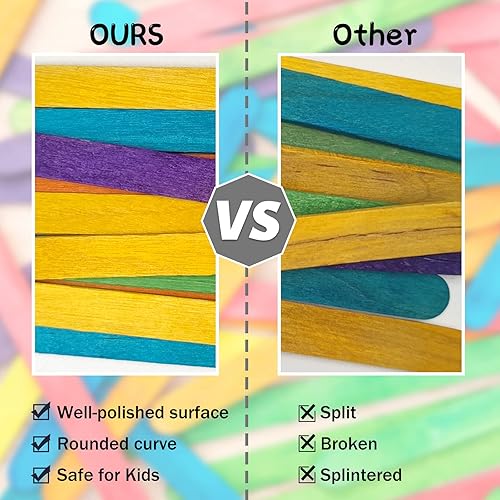 Miniatura 9 de WISYOK 120 palitos de paleta de colores de alta calidad para manualidades, palos de madera de colores de 4.5 pulgadas, palitos de helado, palitos de