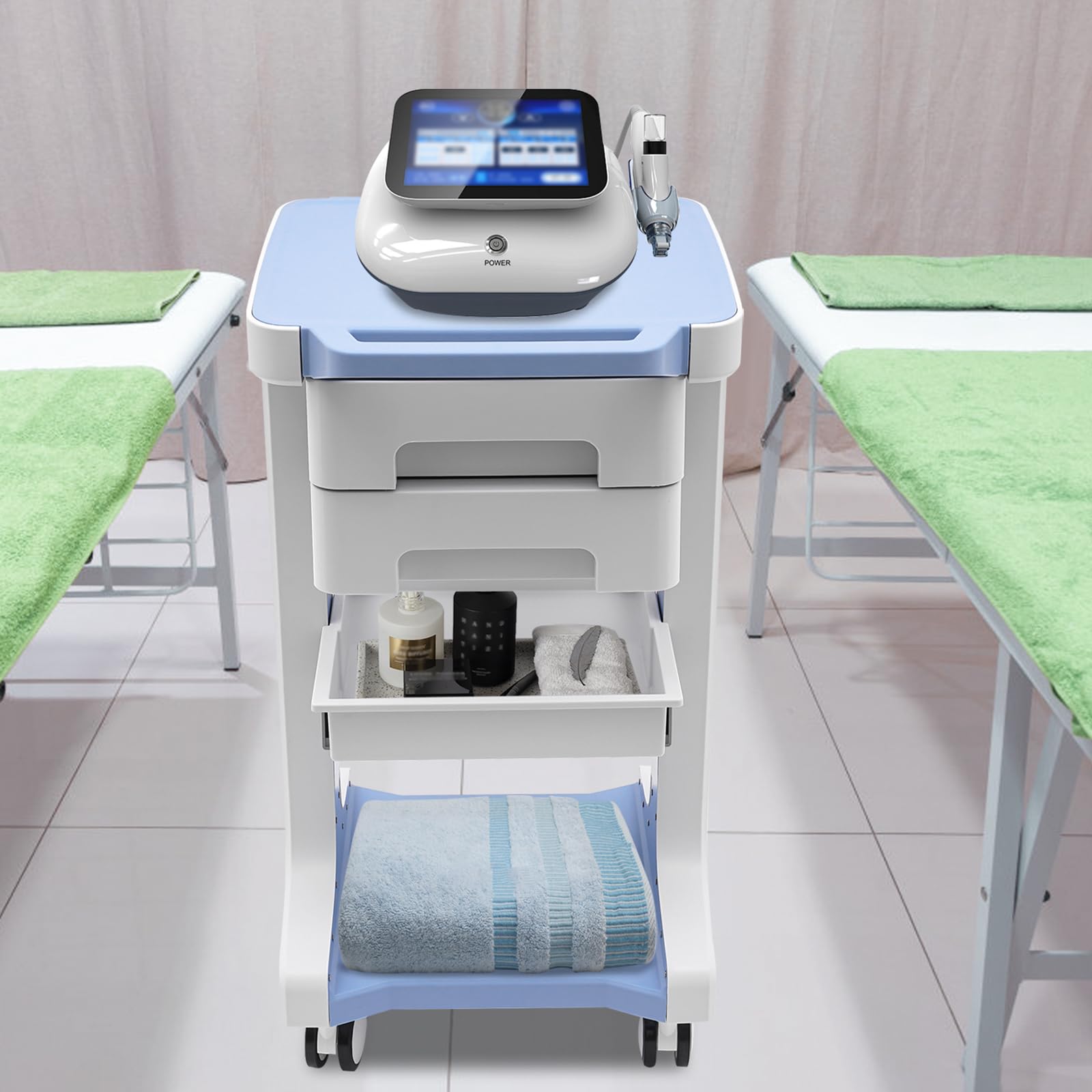 Wózek laboratoryjny, trzypoziomowy wózek do przechowywania urządzeń kosmetycznych, mobilny wózek do przechowywania salonów, wielofunkcyjny wózek narzędziowy do przechowywania urządzeń medycznych i