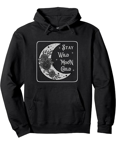 Celestial Moon Phase With Flowers - Stay Wild Moon Child Pullover Hoodie