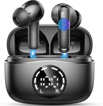 Auriculares Inalambricos Bluetooth, 2026 Cascos Inalambricos Bluetooth 5.4 HiFi Estéreo, 48 Horas Auriculares inalámbricos con ENC Cancelacion Ruido, Pantalla LED/IP7 Impermeable/Carga Rápida Tipo-C