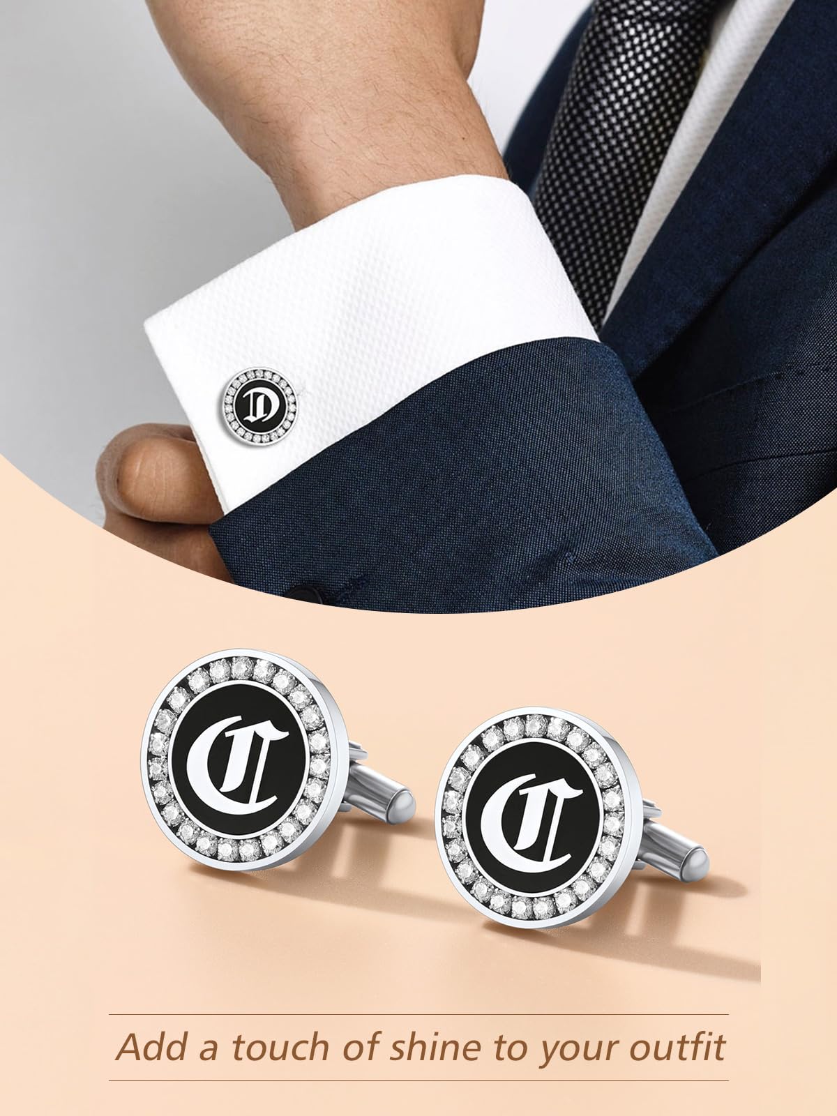 FindChic Gemelli da uomo in acciaio inossidabile colore argento placcato oro placcato nero gemelli camicia uomo personalizzati con incisione lettera monogramma foto con confezione regalo