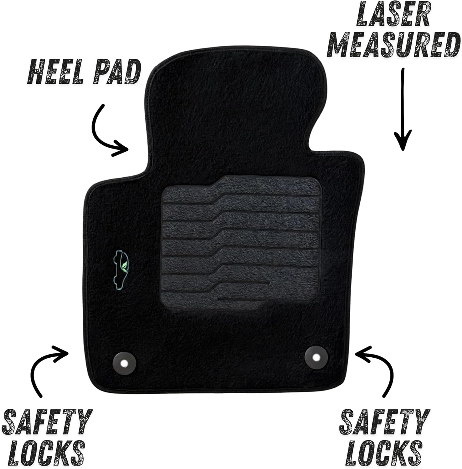 ecoMats Carpet Floor mats Custom Fit for 2011 to 2018 Volkswagen Jetta with Non-Slip Driver Heel Pad and Safety Locks, Front and Rear Set, Black