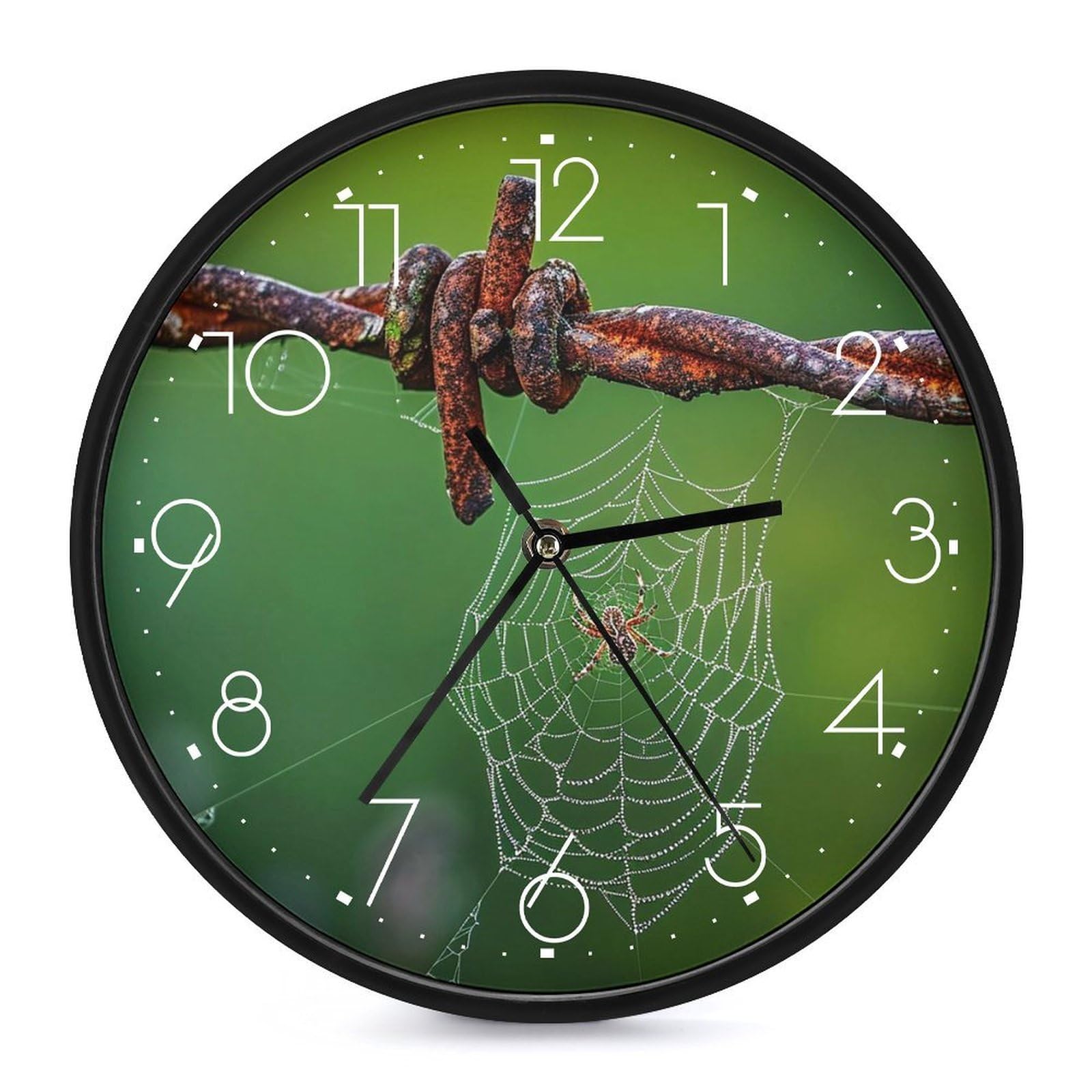 XOPEKVLAWM Wall Clock 10 Inch Non-Ticking Silent Modern Simple Style Round Decor Clocks Rusty Barbed Wire Clock Decorative Battery Operated Wall Clocks for Home Office Living Room Bedroom Kitchen