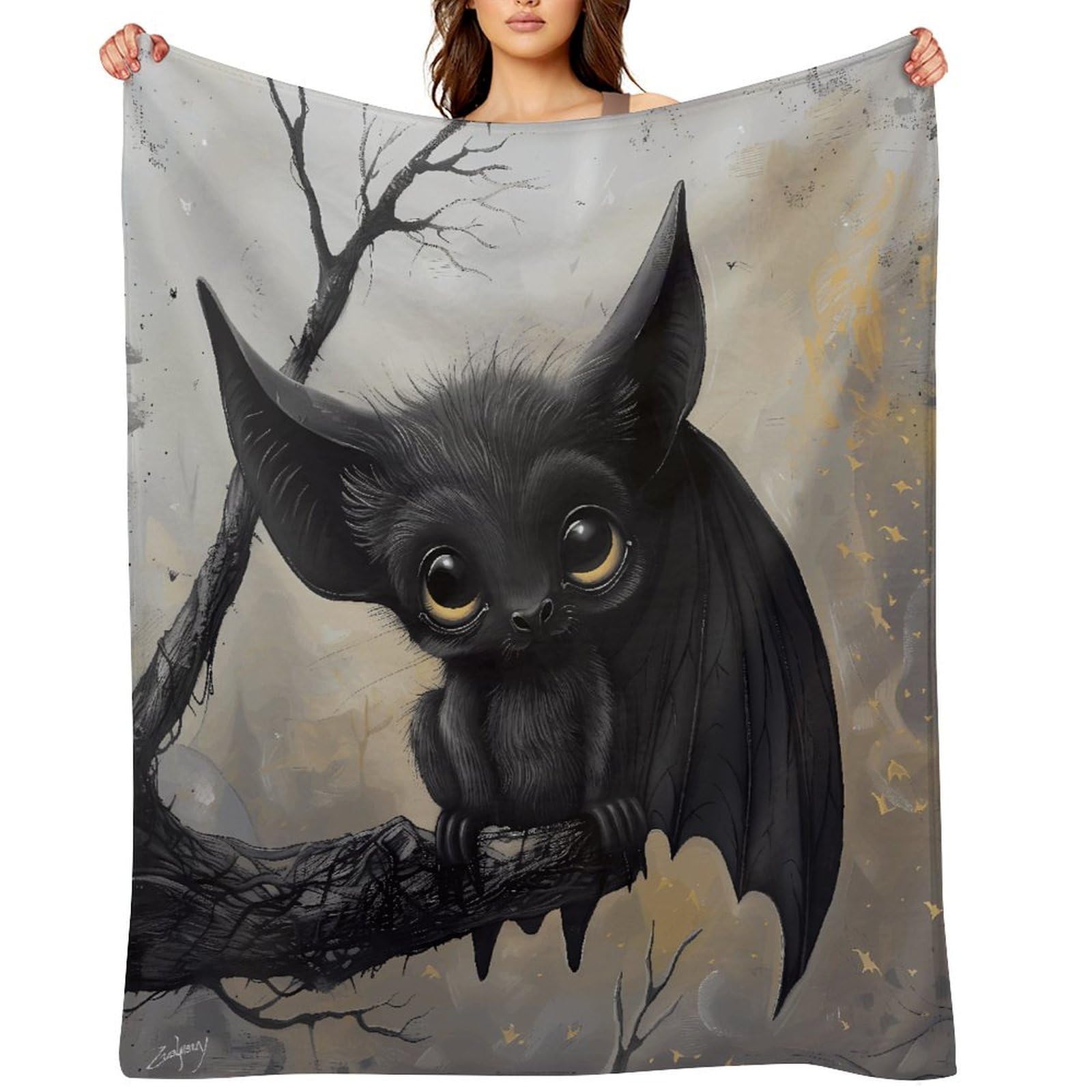 Bat Throw Blanket for Couch and Bed Super Soft Warm Lightweight Throw Blankets Cozy Fuzzy Flannel Blanket Personalized Decorative Blankets for Sofa Decor 60"x80"