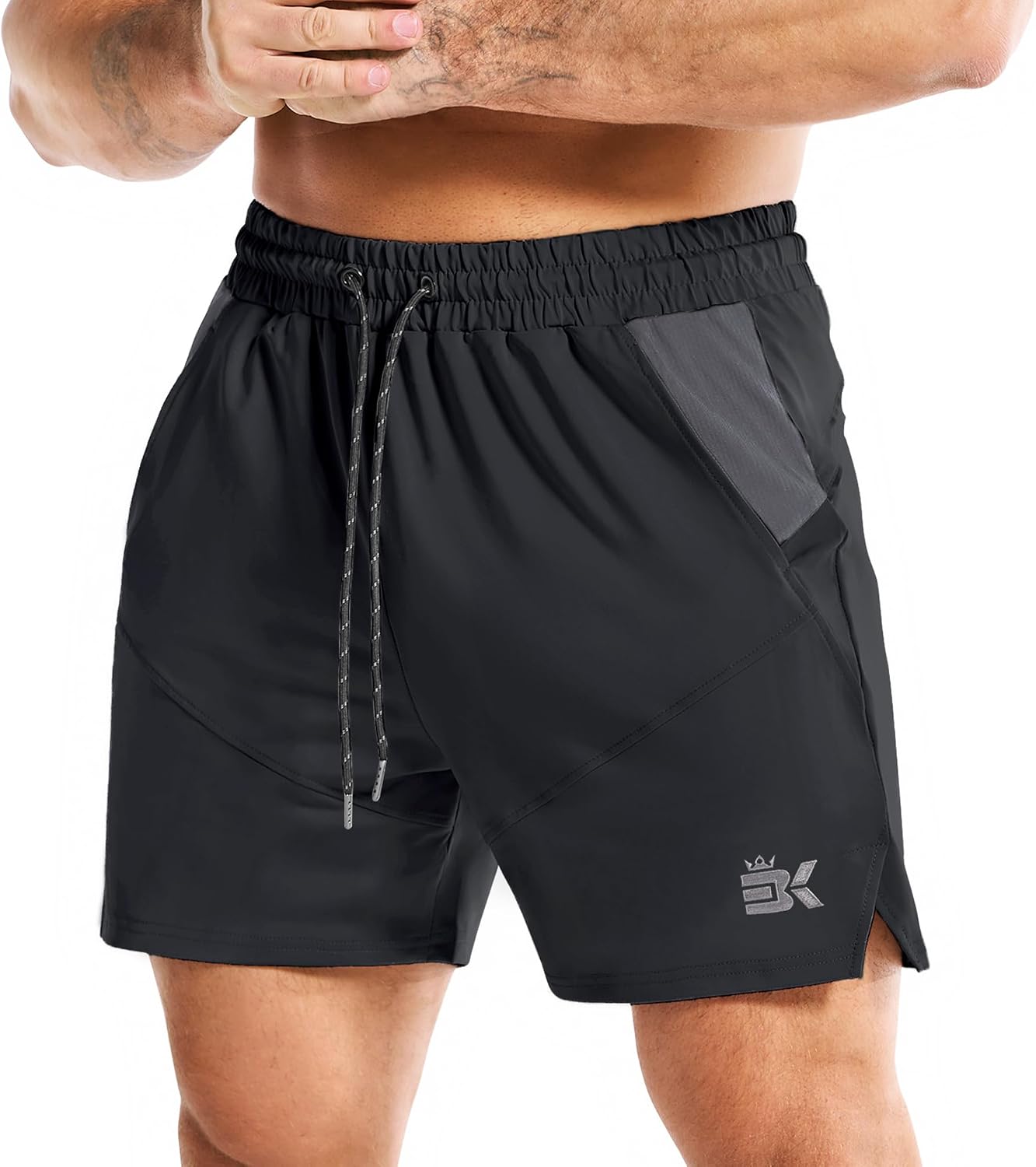 BROKIG Mens DryLite Gym Shorts Mesh Pockets 5 Inch Lightweight Quick Dry Sports Running Training Workout Shorts