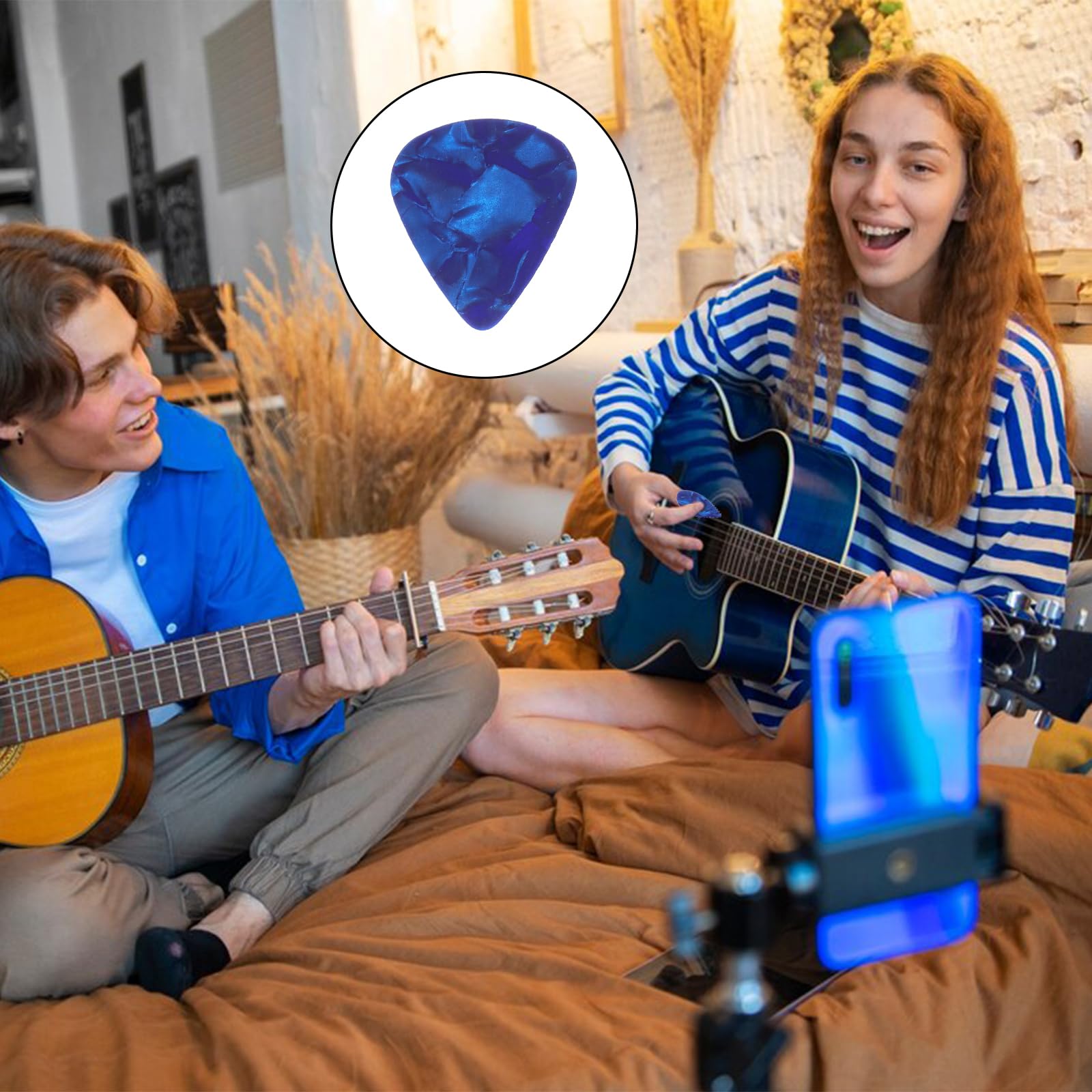 Tyqour 50 sztuk kostek do gitary o grubości 0,5 mm, płytek do gitary akustycznej, elektrycznej, ukulele, basu, celuloidu