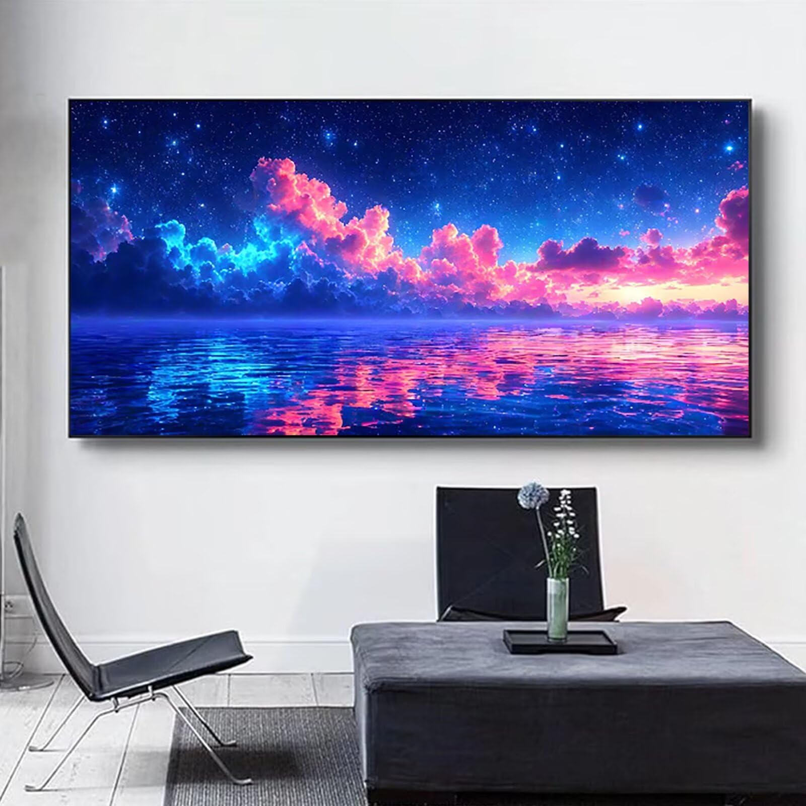 Malen nach Zahlen Kinder Wolke, Geschenke für Mädchen Junge, Bastelset Kinder, Malen nach Zahlen Meer | Malen nach Zahlen Ohne Rahmen, für Home Wand Dekor Geschenk (60x120cm) Bastelset Erwachsene N-4