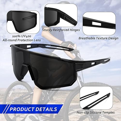 Miniatura 2 de FEISEDY Gafas de sol para niños, gafas de sol de béisbol juveniles, UV400, deportes, adolescentes, ciclismo, sombras para niños y niñas de 8 a 16