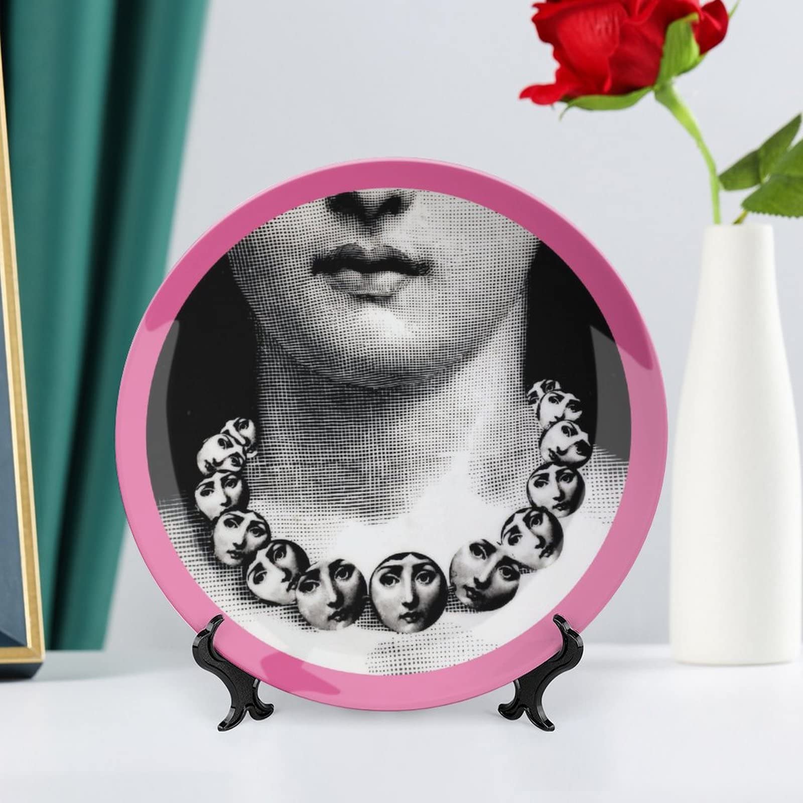Lina Cavalieri - Piatto decorativo Fornase, da appendere alla parete, con trucco viso, con staffa e gancio speciale a molla, stile 29, 25,4 cm