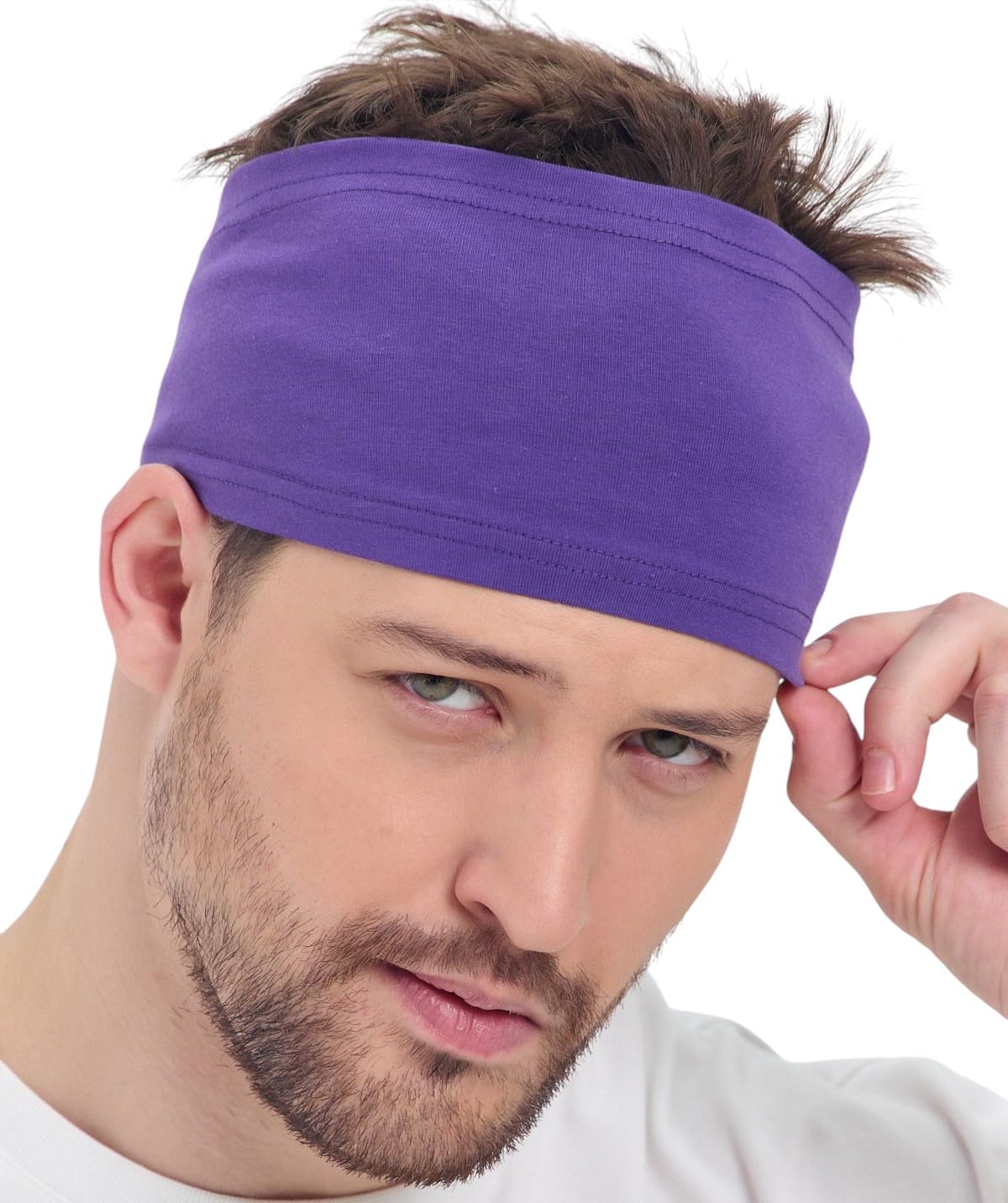 Sweatbands for Men and Women- Unisex Sweat Bands Headbands for Men-Workout Headbands- Head Bands Mens- Running, Sports, Football, Triathlons, Construction, Yoga, Gym (Purple, 1 Size)-image-18