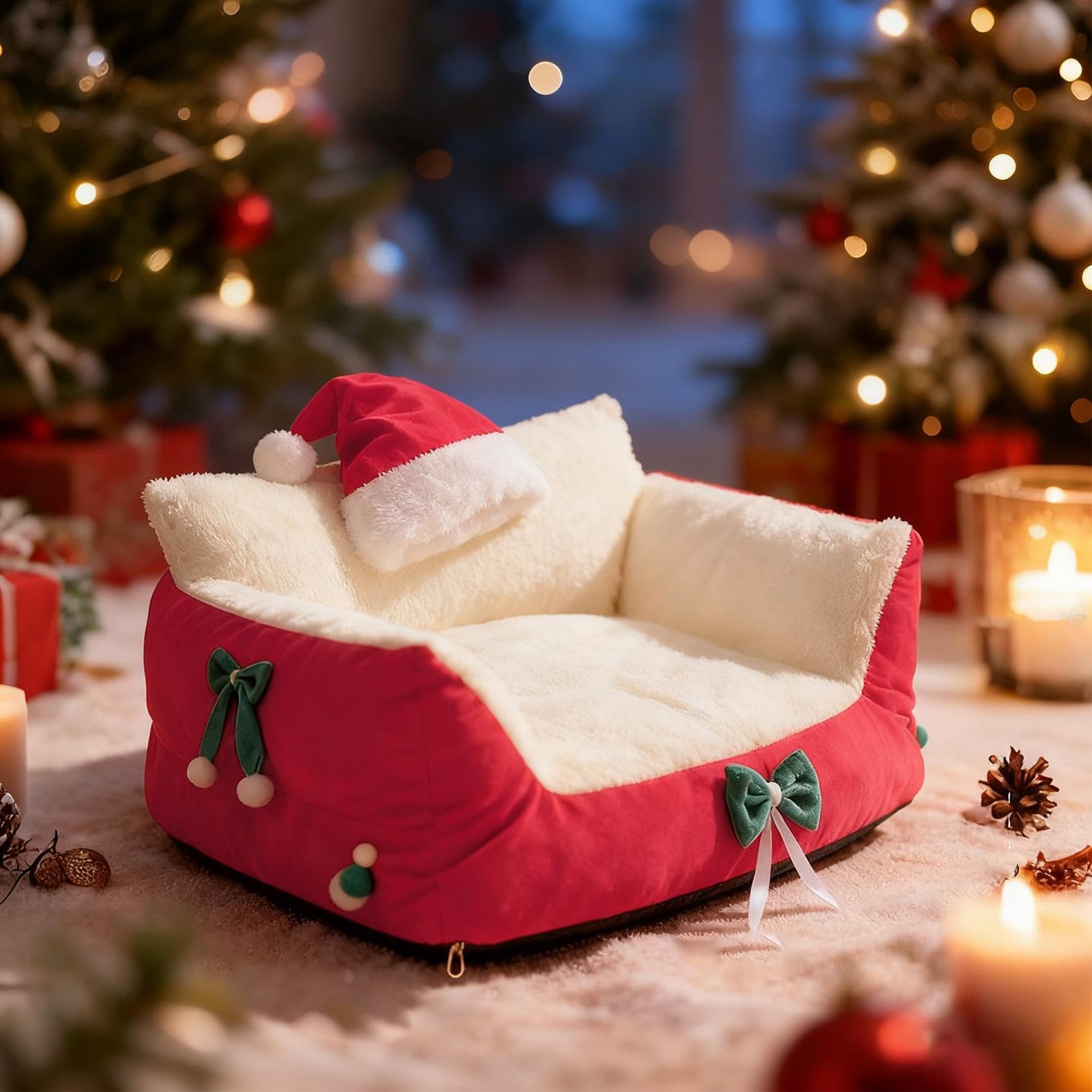Sofa Dla Zwierząt Krzesło Do Spania Z Czapką Świętego Mikołaja