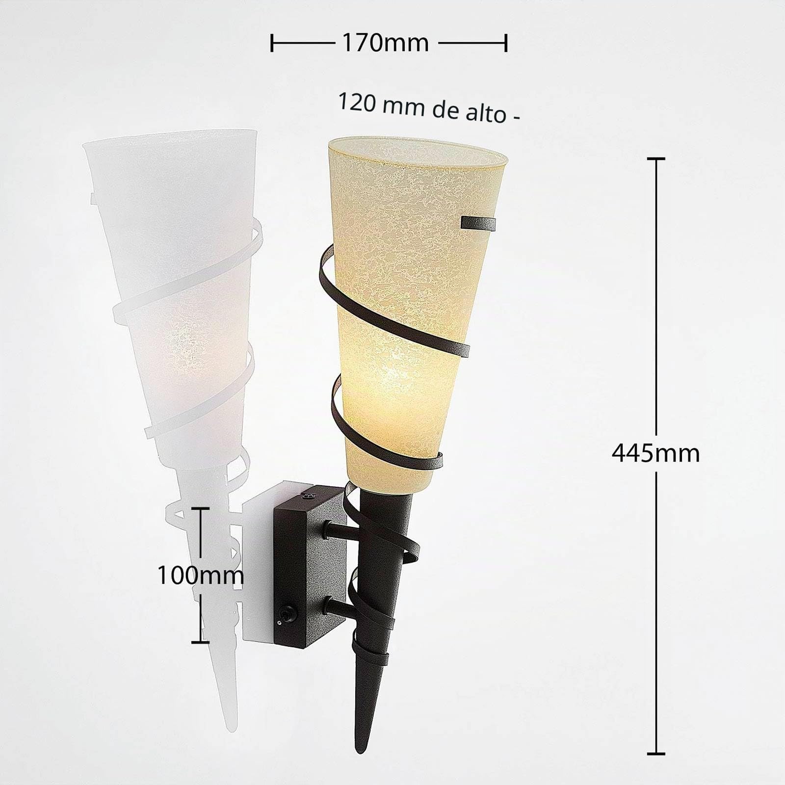 Lindby aplique de pared interior en óxido, blanco satinado, antorcha
