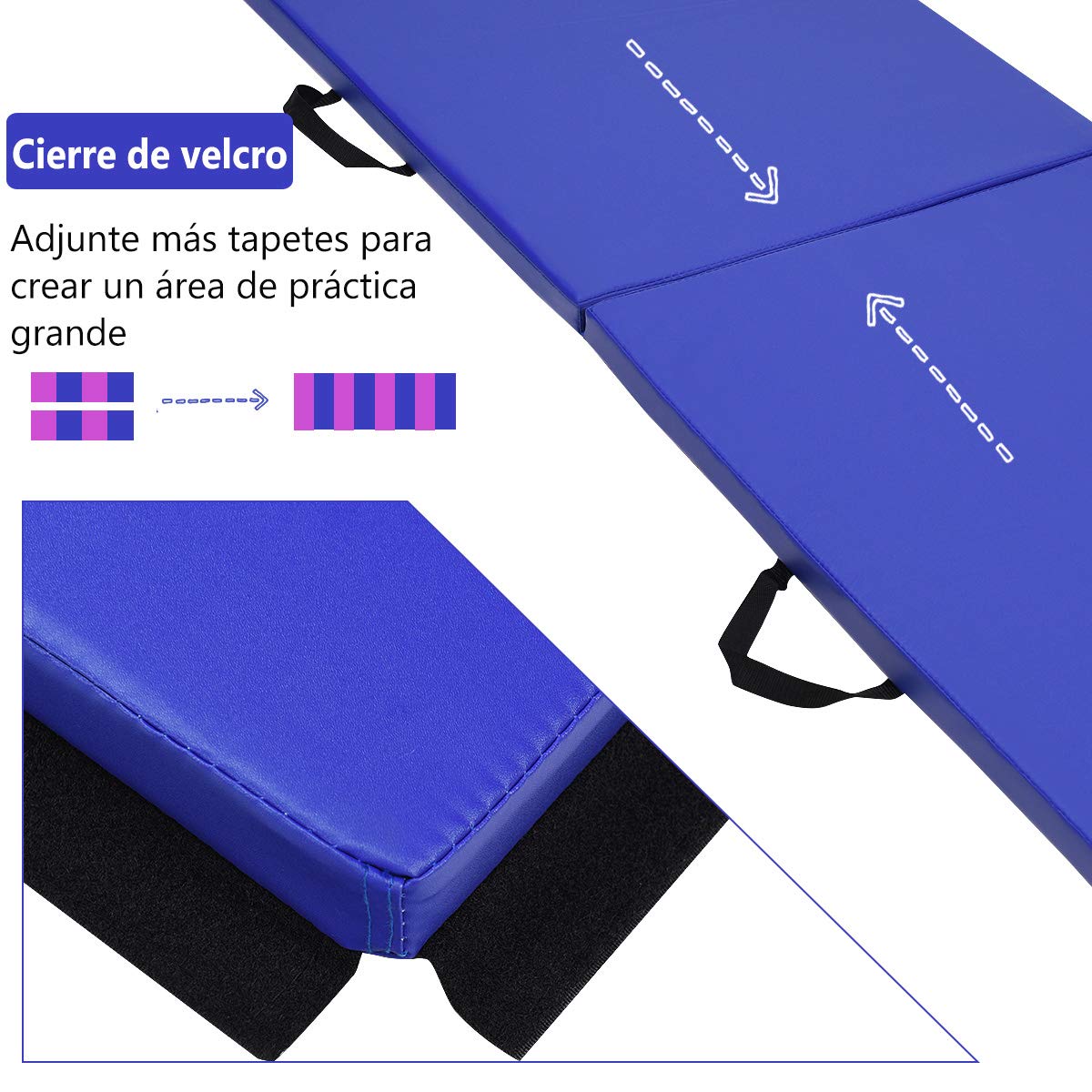COSTWAY Colchoneta de Gimnasia Deportiva Plegable 180x60x4cm Tapete de Yoga Entrenamiento Alfombrillas de Fitness