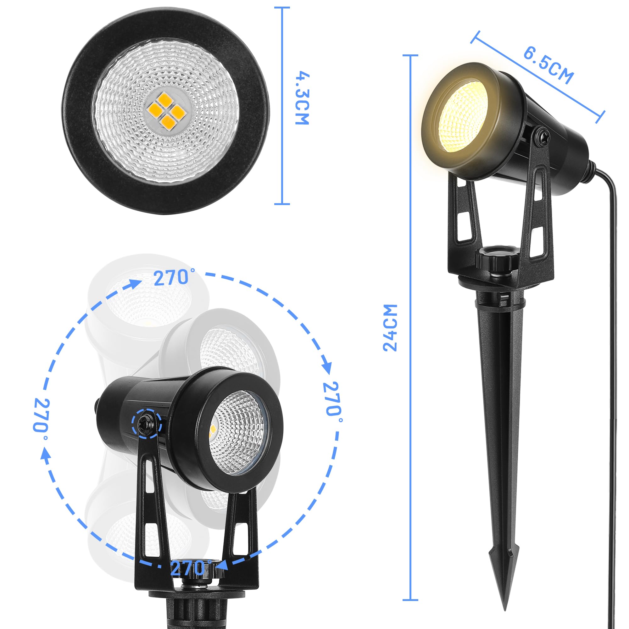 Gartenbeleuchtung Mit Strom, 8er Pack/14M Gartenstrahler Led Außen Wasserdicht mit Zeitschaltuhr und Lichtsensor Funktion, 3000K Weiß 12V IP65 Strahler Außen für Gartenweg, Terrasse, Bäume