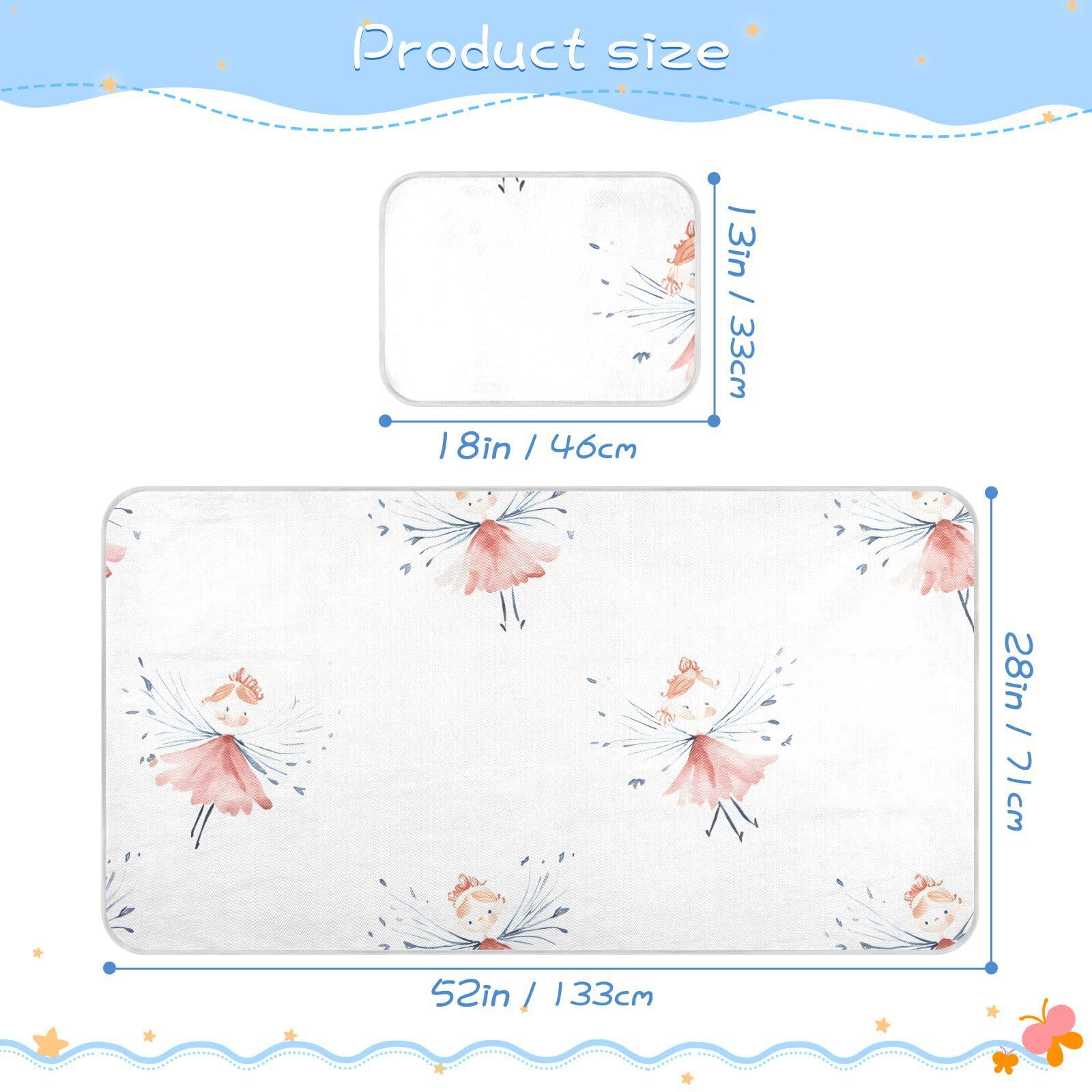 Bolaz Summer Sleeping Bed Pad, Sprite in A Pink Dress Pattern Cooling Mattress Set Breathable Bed Mat Ice Silk Mat + Pillow Cover for Toddler Boys Girls