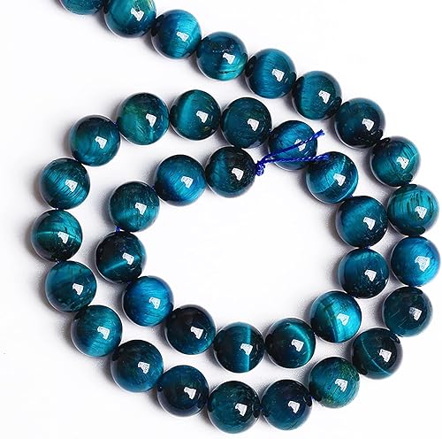 Miniatura 5 de 60 cuentas de ojo de tigre azul de 0.236 pulgadas, cuentas espaciadoras sueltas para hacer joyas, bricolaje y pulseras, cuentas semipreciosas, hebra