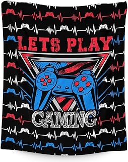 Gaming Blanket - Soft, Fuzzy & Warm - 40x50 Inches Small Throw Blankets for Couch, Sofa - Black Funny Christmas Throw Gift for Boys, Girls