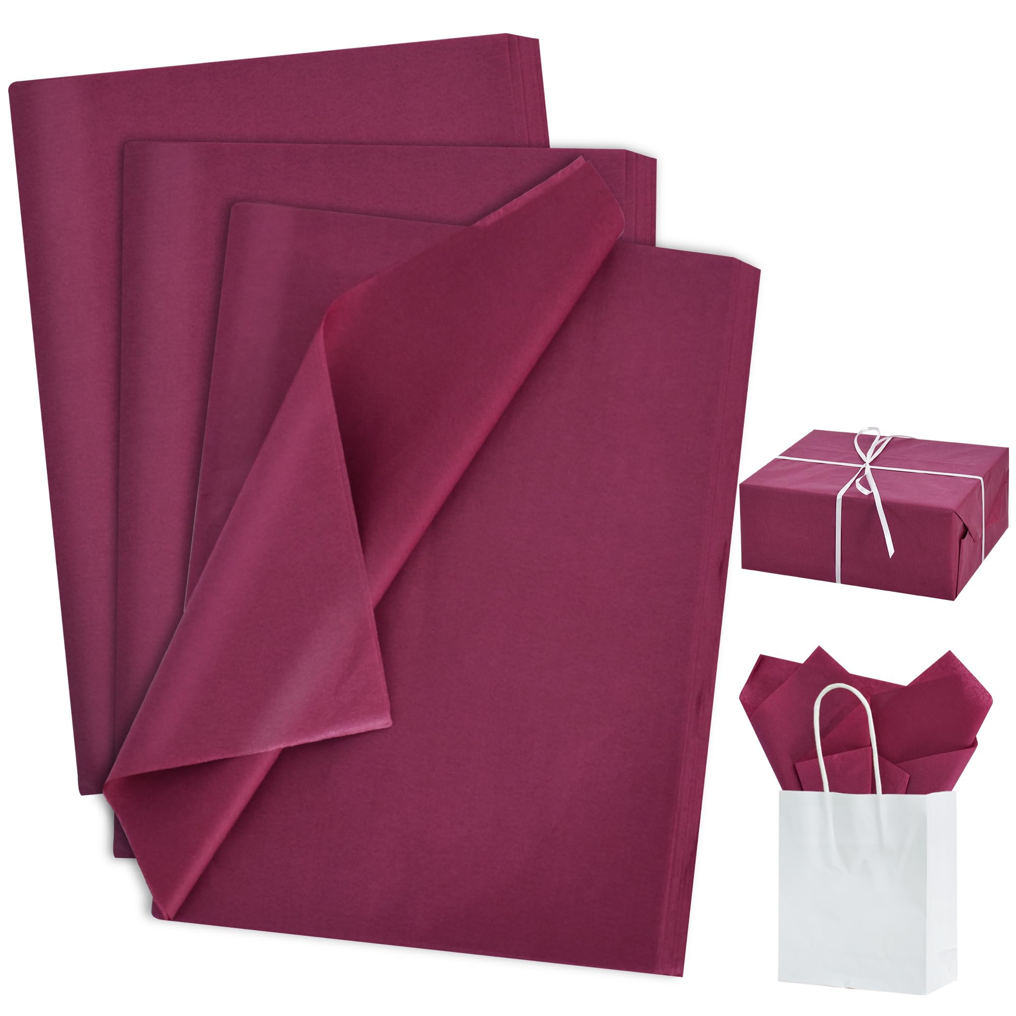 BEISHIDA 100 Sheets Dark Red Tissue Paper Bulk, Wrapping Tissue Paper for Gift Bags, 14 x 20 Inch Gift Wrap for Valentine Birthday Wedding Graduation DIY Crafts Holiday Flowers