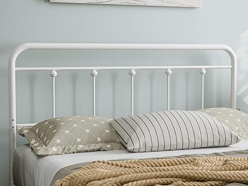 IKIFLY Cabecera de metal tamaño Queen, altura ajustable, estilo victoriano de granja, fácil montaje, cabecera de acero solo para dormitorio,