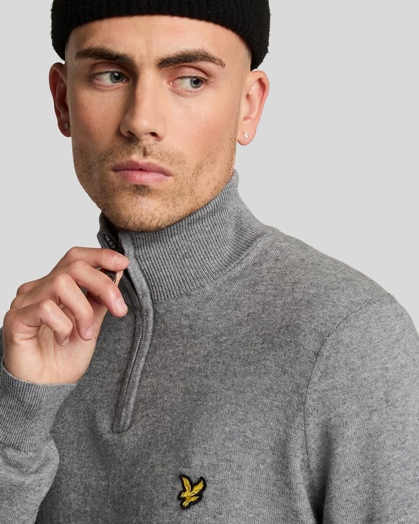 Lyle & Scott Uomo Maglia con Cerniera A Un Quarto Marino, Jet Black