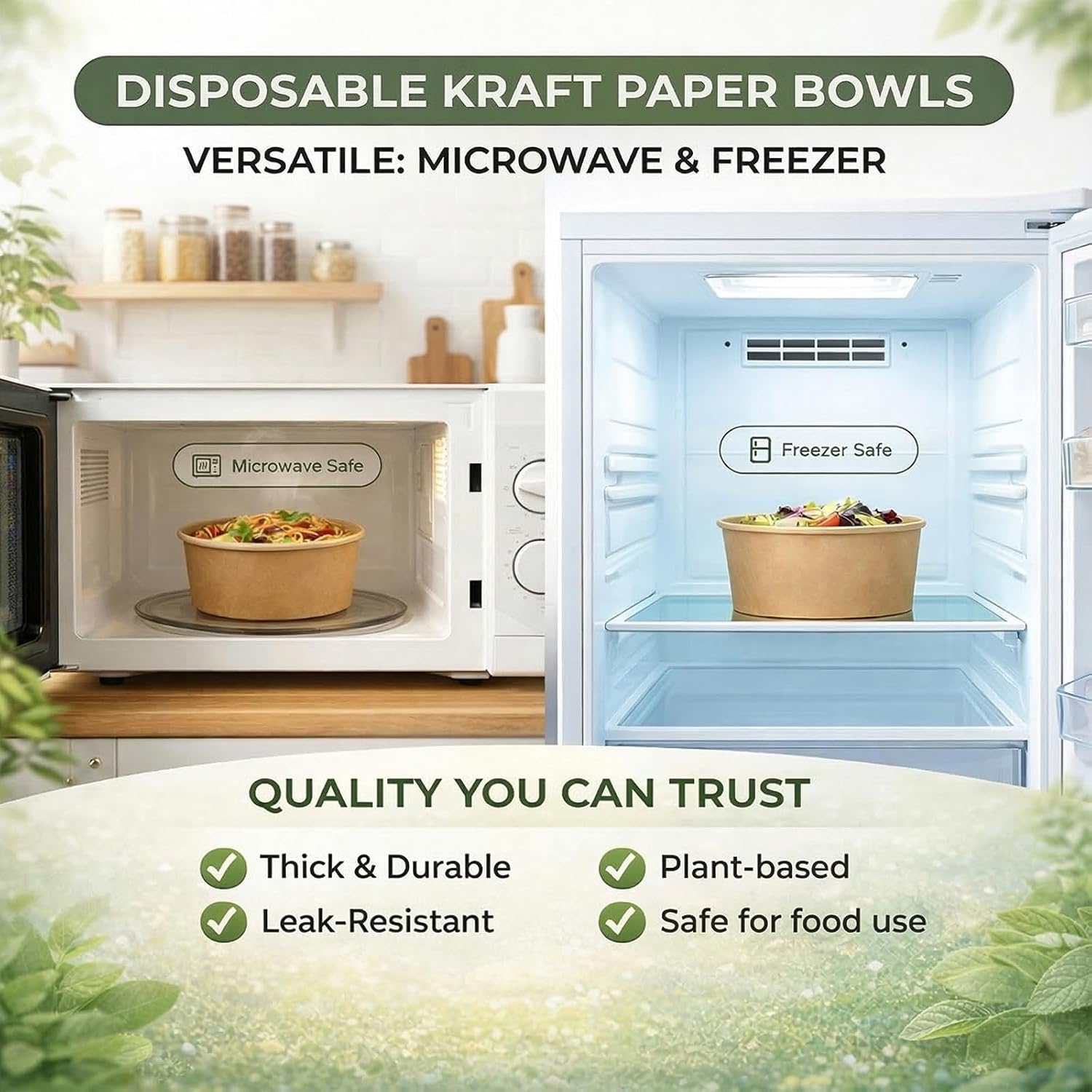 TOPtoper 35 Oz Large Paper Bowls【WITHOUT LIDS】 70 Pack Disposable Soup Bowls Plastic Free Party Supplies for Hot/Cold Food, Soup (35 OZ)