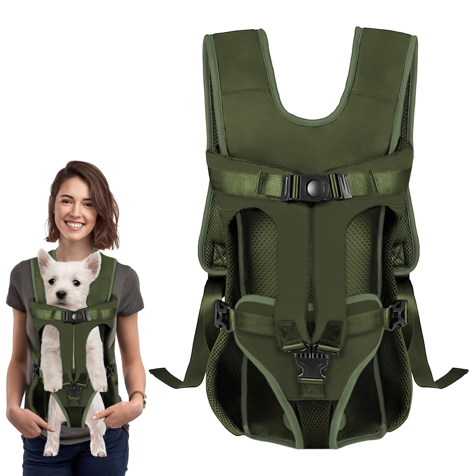 Dog Front Carrier Backpack, Dog Backpack Carrier Soft Pad, Pet Legs Out