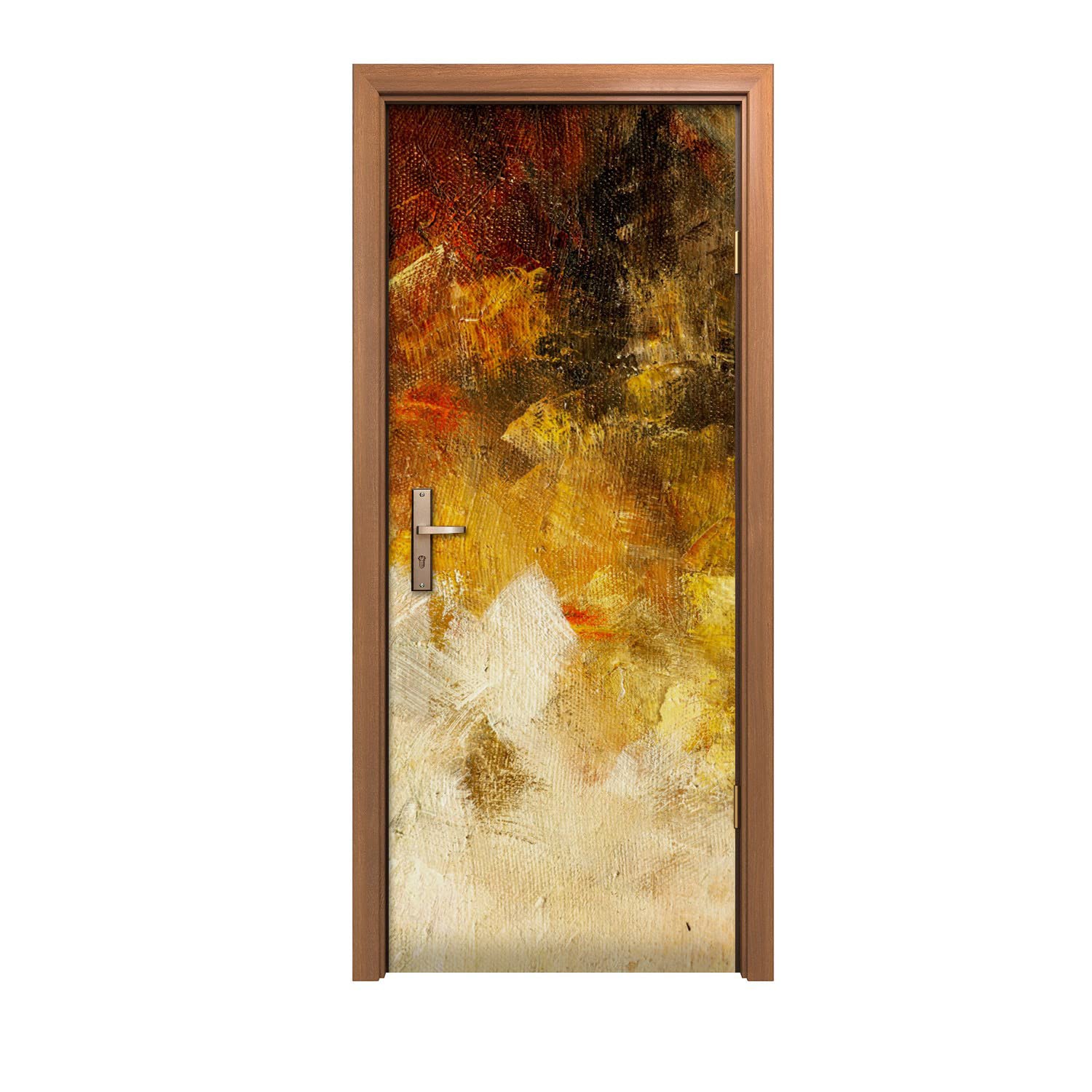 Autocollant de porte pour salon effet texture de toile peinte 90x200cm