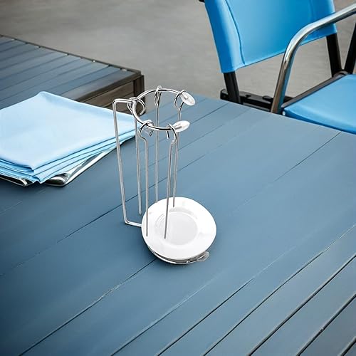 Miniatura 6 de Cabilock Pincho vertical para barbacoa de acero inoxidable, soporte para brochetas de barbacoa con 5 pinchos planos para asar