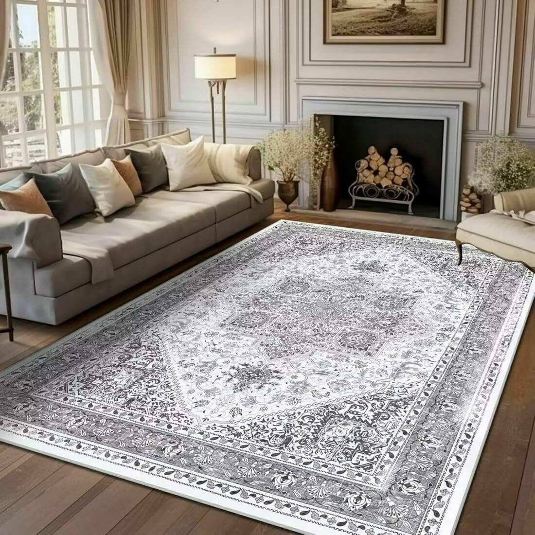 Tapis enfant gris classique 70X140CM pour salon et chambre