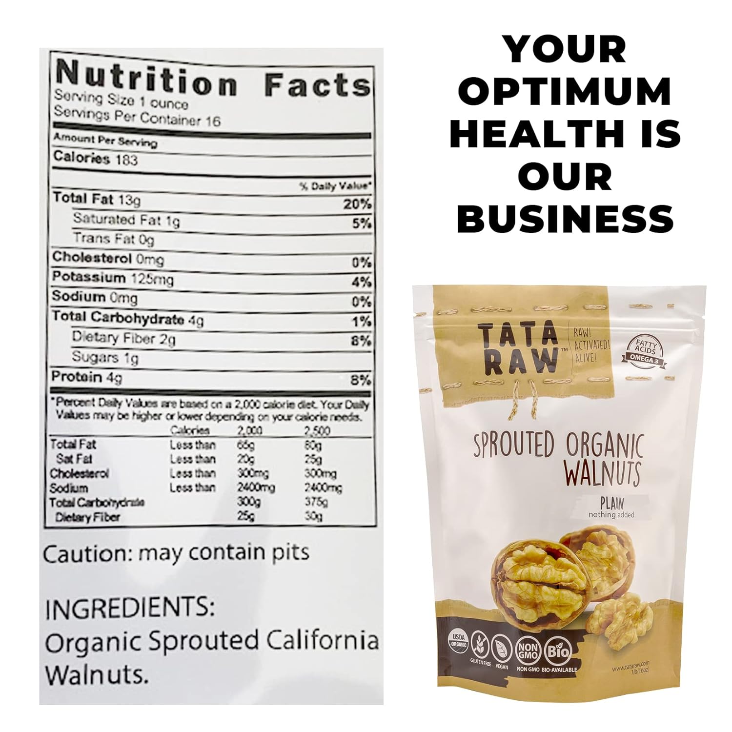 TATA RAW - Sprouted Organic Walnuts - PLAIN. Nothing added -5 lb. Soaked & Air dried SUPER QUALITY. Raw. Alive. Activated. Fresh…