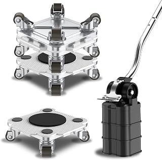 ONEON Furniture Mover Pro Set - Enhanced Dolly and Lifter with Custom TPE Wheels for Easy Furniture Lifting and Moving-Professional Tool for Effortless Furniture Transport(Light Gray 4Dollies+1Lifter)