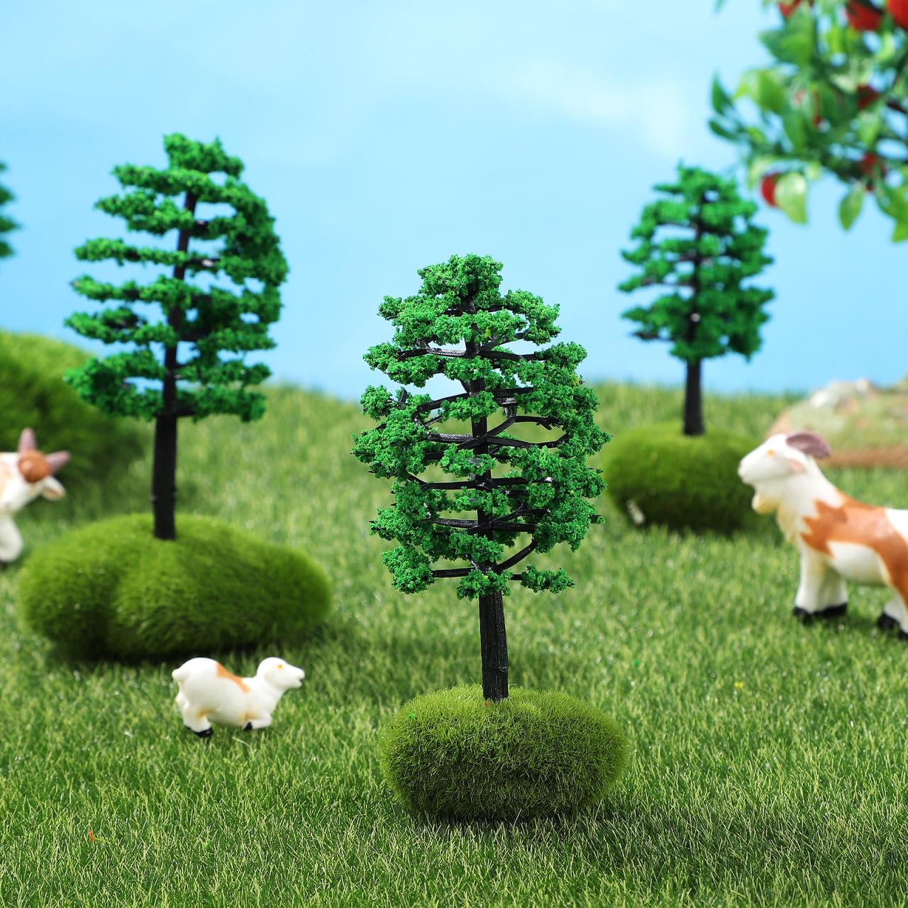 BESPORTBLE 7cm 9cm 10pcs Model Railway Accessories Trees 00 Gauge Table Diorama Miniature Grass Scenery Tree Plastic Cake Decorations Toys Plants for Crafts Mini Wooden For Train Tiny Adornments Sand - Image 3