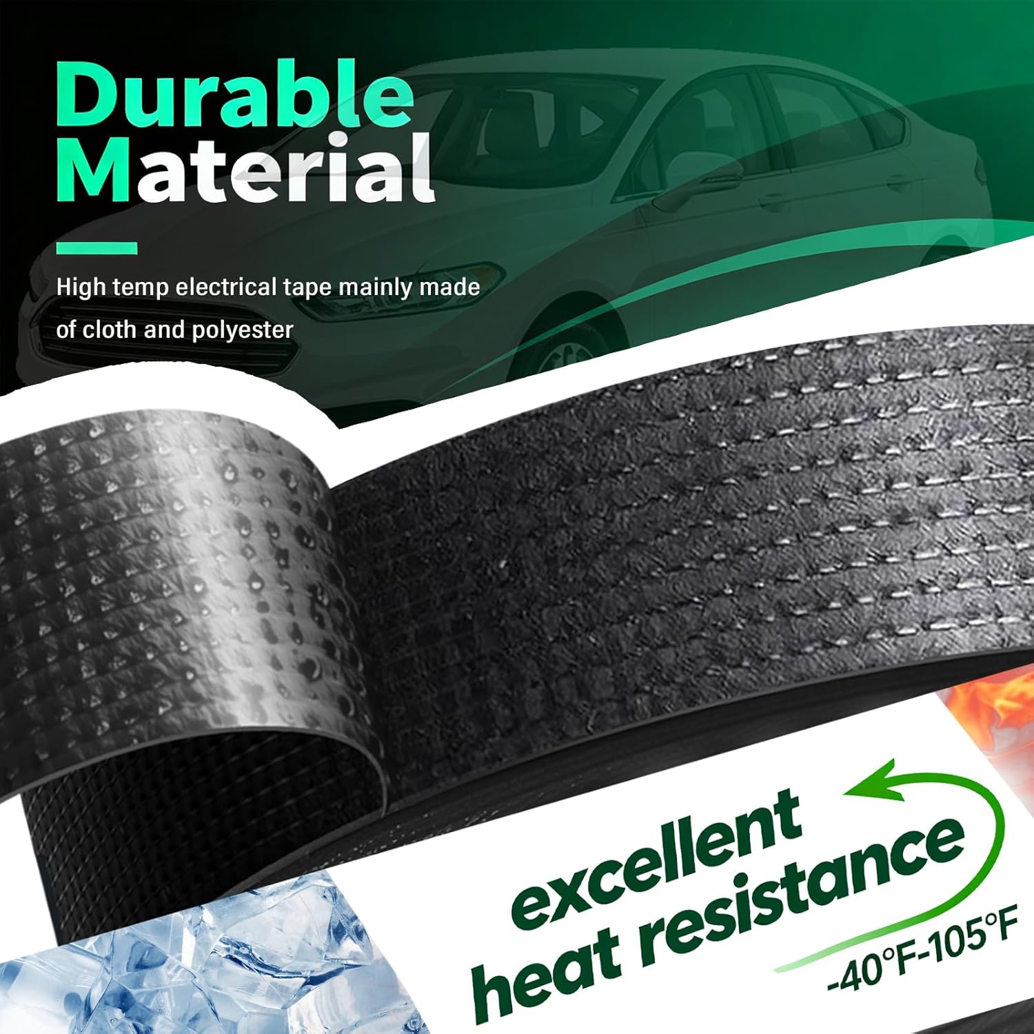 2PCS 49.21 Ft*0.74 Inch Wire Harness Tape,Cloth Electrical Tape for Harness Noise Reduction/Insulation Protection,Universal High Temp Electrical Tapes Automotive Tapes