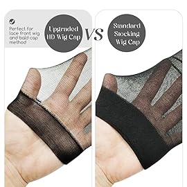 Dreamlover HD Wig Cap for Lace Front Wig, Black Wig Cap for Women, Bald Cap for Woman, Transparent HD Cap for Wigs, HD Stocking Cap for Wigs, 12 Pieces