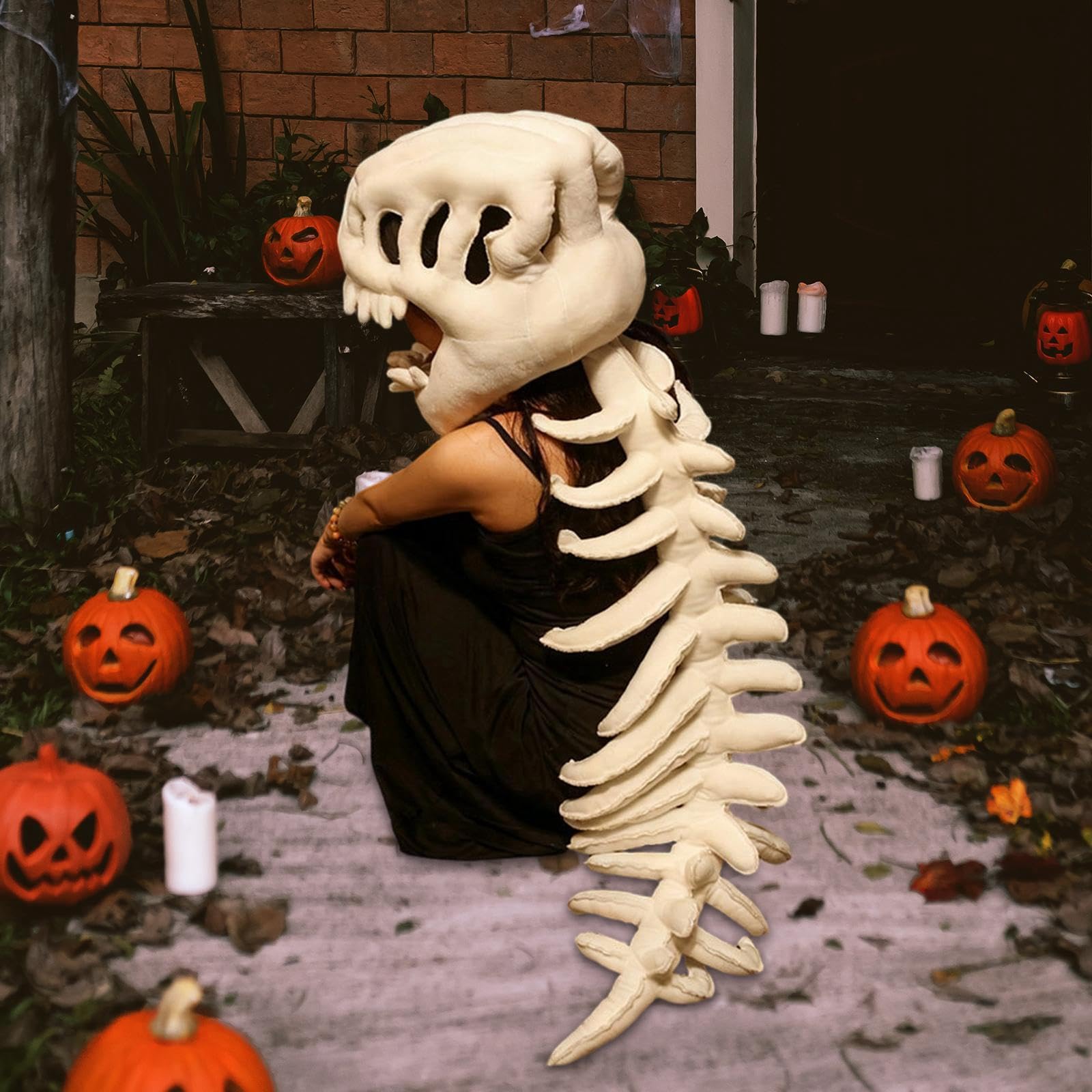 Qianly Accessori realistici per costume da scheletro di dinosauro per Halloween, cosplay.