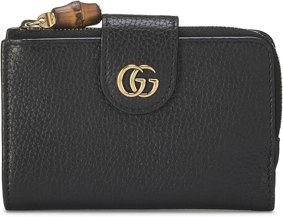 Pre-loved Black Leather GG Marmont Wallet, Black