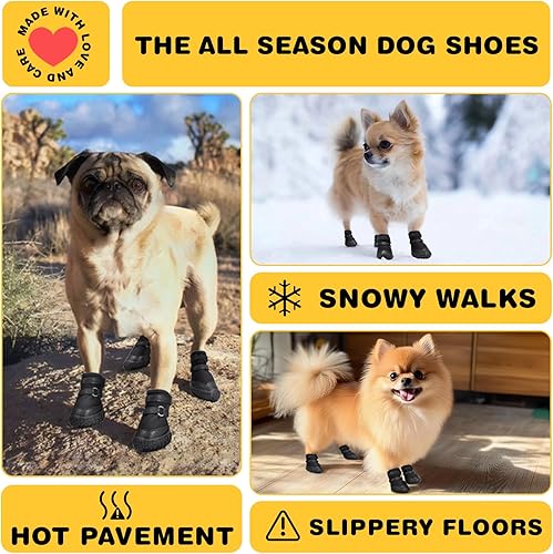 Miniatura 8 de Hcpet Botas de perro para perros pequeños, botas impermeables para perros, protectores de patas para pavimento caliente, botas de senderismo de