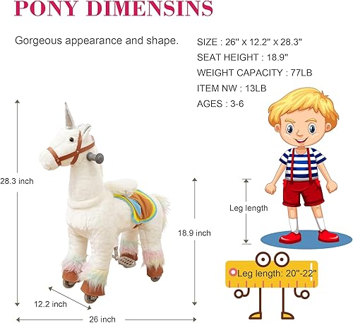 Miniatura 3 de PonyFunny Juguete de unicornio poni mecánico paseo en caballo mecánico paseo en caballo Giddy Up Cowboy! Tamaño pequeño para edades de 3 a 6 años