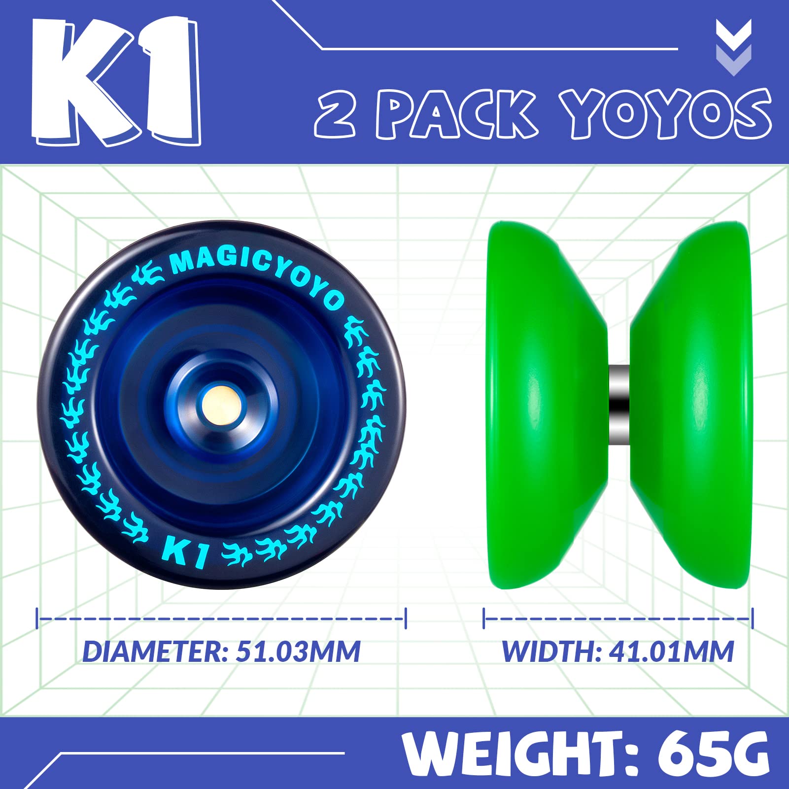 YOSTAR K1 Yoyos Pack of 2, Vaual Responsive Yoyo Master Pack, Tug-Return Trick Yoyo for Kids & Beginners - Image 3