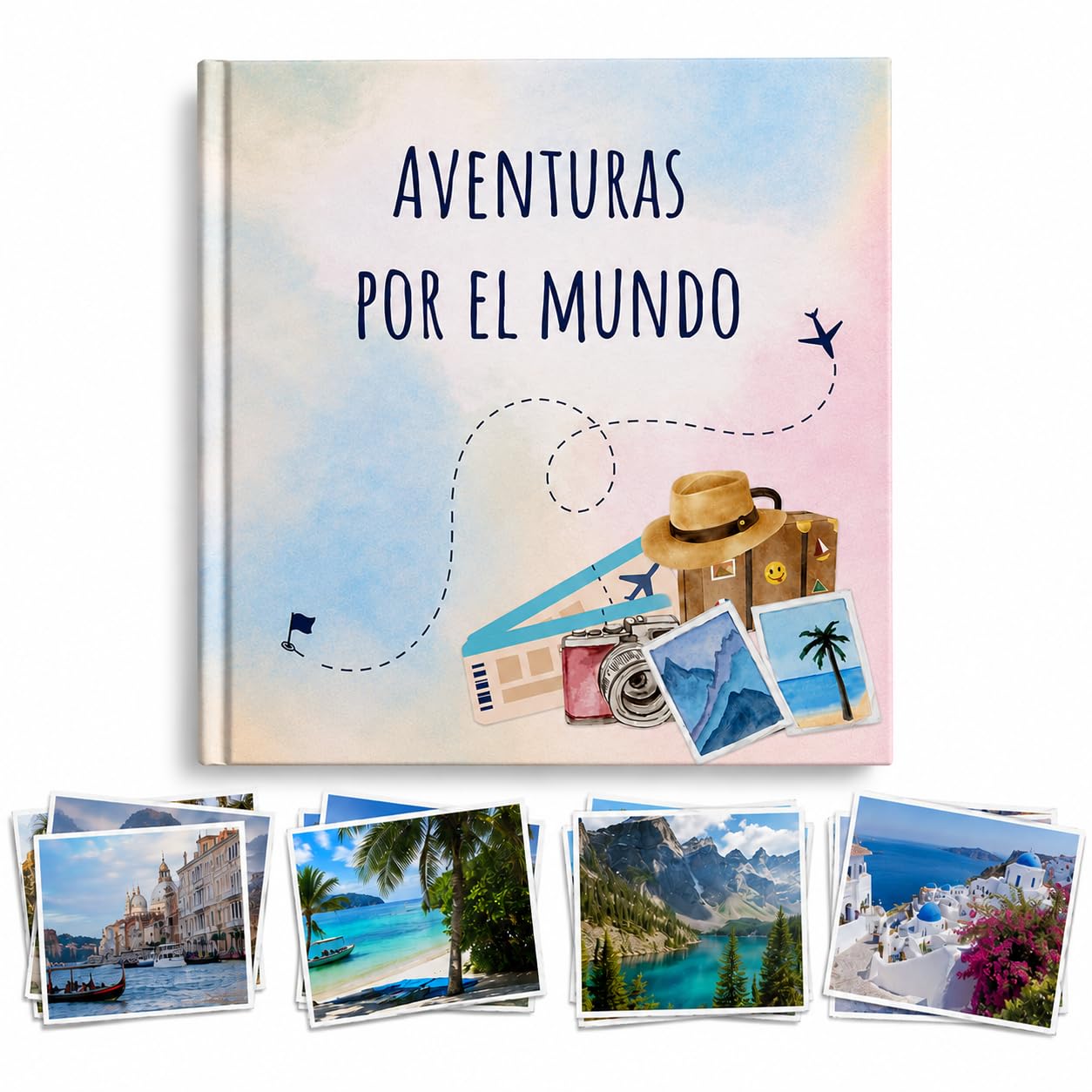 Álbum de Fotos de Viaje para Pegar y Escribir – Diario de Viaje y Scrapbook de Recuerdos | Travel Journal para Fotos y Experiencias | Libro Aventuras por el Mundo Regalo para Viajeros