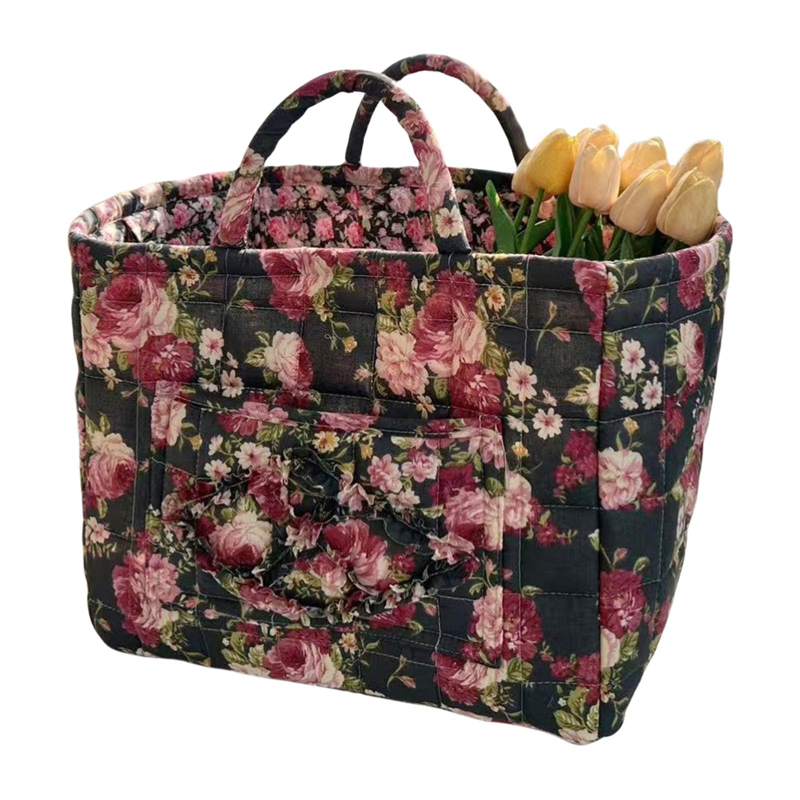 Floral Design Fabric Laundry Basket Foldable Storage Bin Clothes Organizers for Home Clothes Organization Large Capacity Fabric Storage Basket