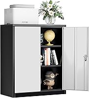 Vista 14 de INTERGREAT Gabinete de almacenamiento de metal con puertas con cerradura, gabinetes de almacenamiento de acero con cerradura con 2 puertas y Negro