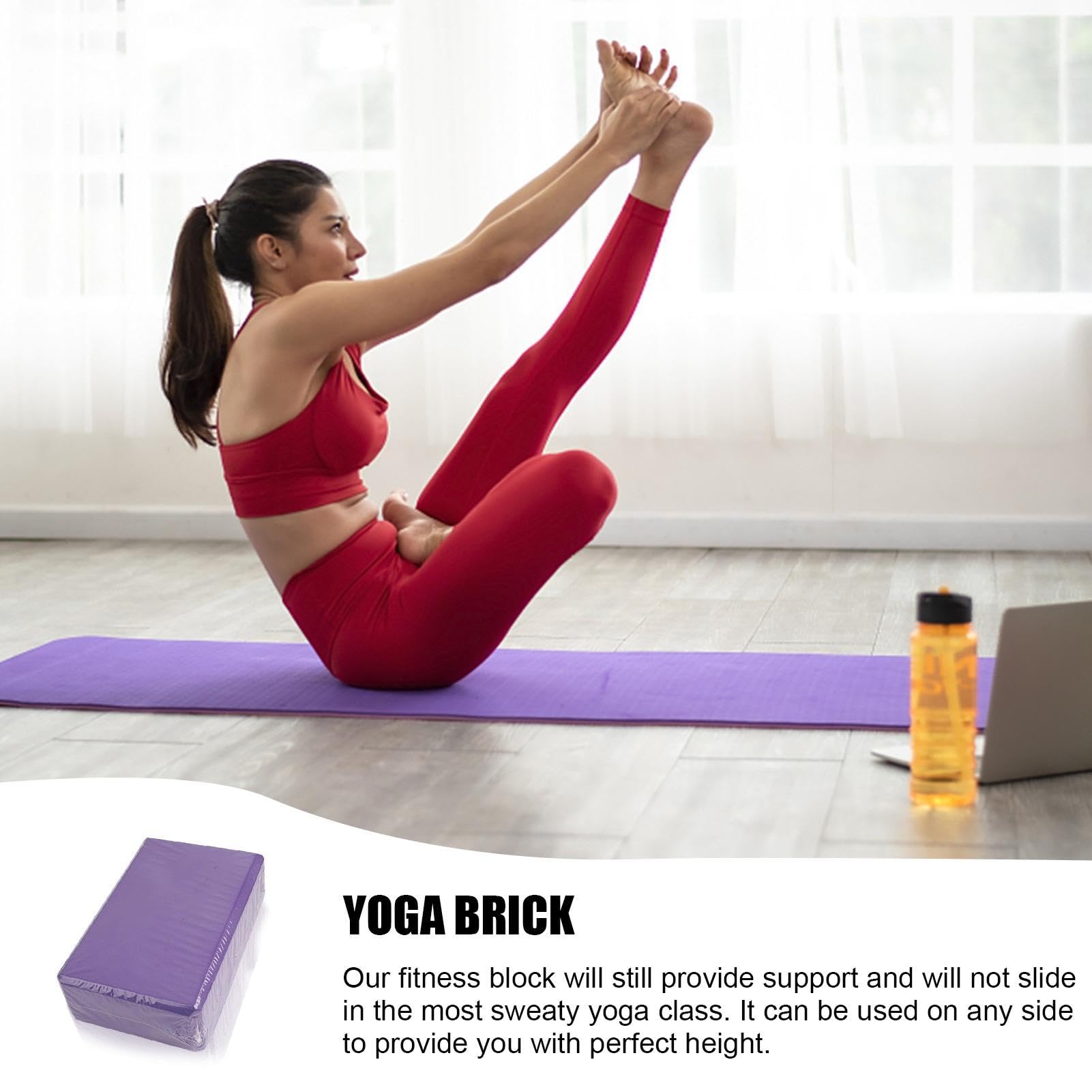 Yoga Blocks - Anti-Slip Yoga Brick | Non-Slip Foam Yoga Block Strap For Exercise, Pilates Workout, Portable Yoga Blocks, Stretching, Meditation, Stability High-Density Brick, Fitness Accessories