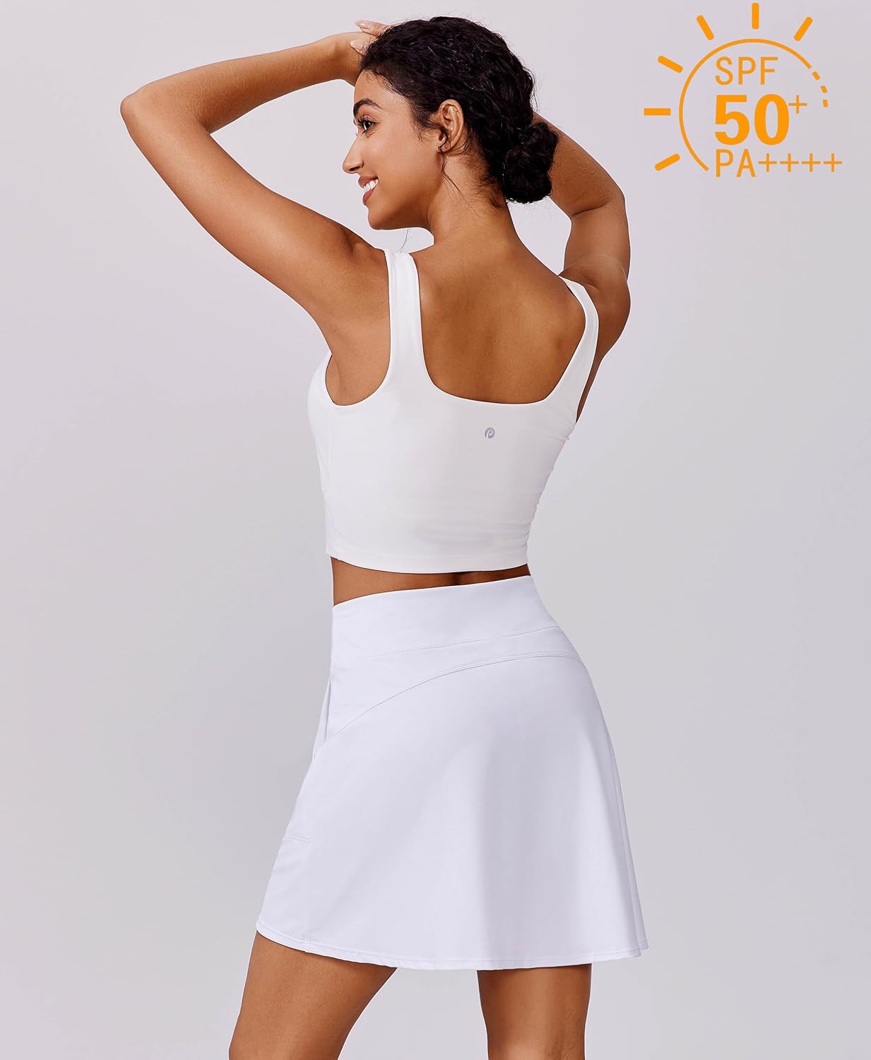 PINSPARK 18" Golf Skorts for Woman High Waisted Tennis Skirt UPF 50+ Athletic Skort Skirts with 4 Pockets Workout Pickleball - Image 2