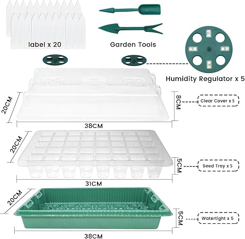 Miniatura 6 de Bandeja de inicio de semillas, 2 paquetes de bandejas de inicio de plántulas con luz de crecimiento, 4 LED, temporizador, regulable, kit de bandejas