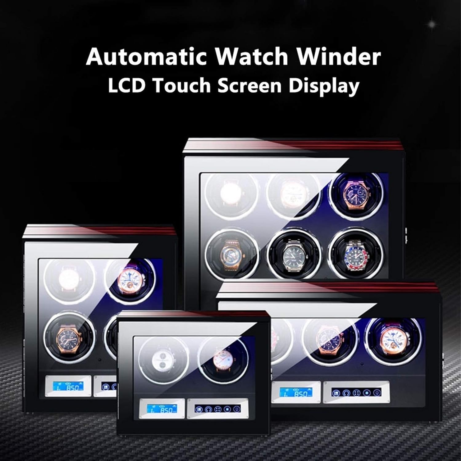 FENOKD Watches and Jewelry Watch Winder for Automatic Watches Remote Control Touch Screen Display Adjustable Watch Pillows 15 R