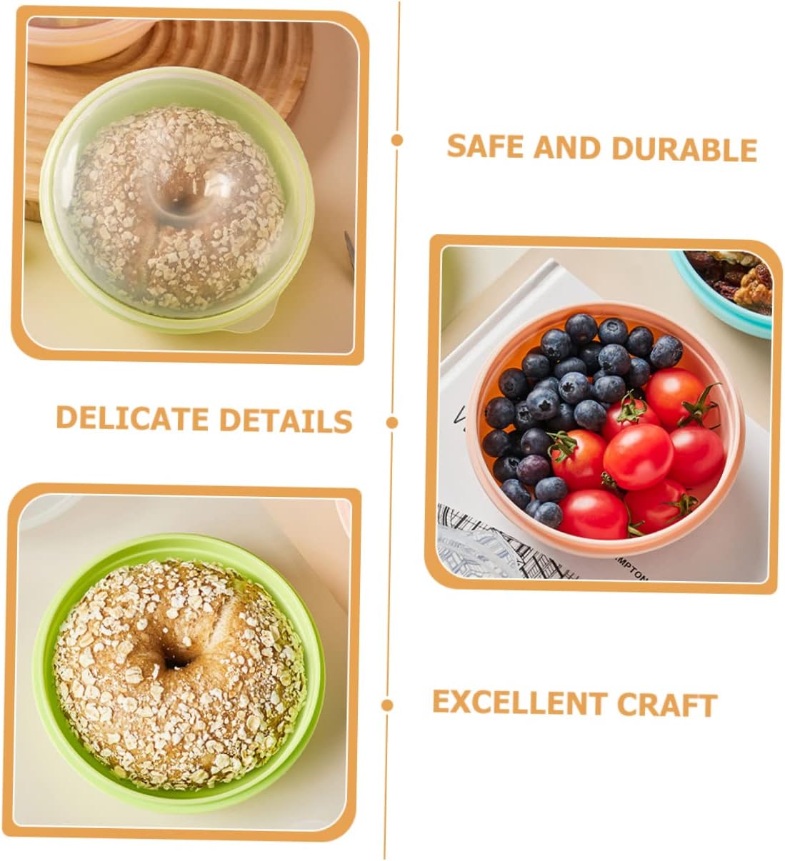 VOSAREA 3Pcs Bread Box Airtight Clear Bread Container with Lid for Kitchen Countertop Organization for Bakery Products and Snacks