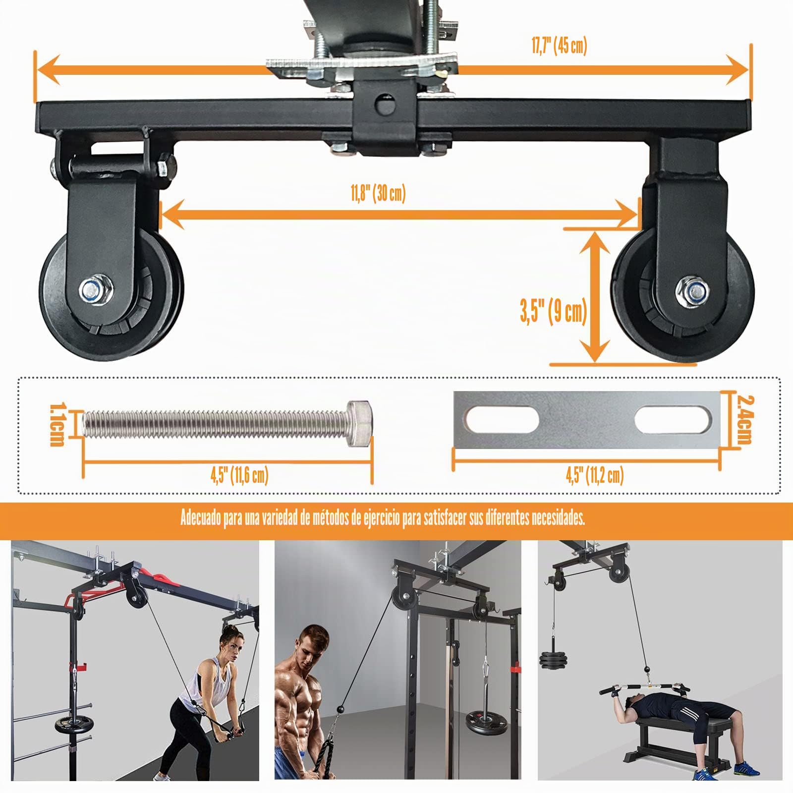 Dispositivo de tracción para Power Rack, máquina desplegable LAT, Sistema de Doble polea para Cables y Pesas para Gimnasio en casa, Entrenamiento de Fuerza, Racks de Potencia