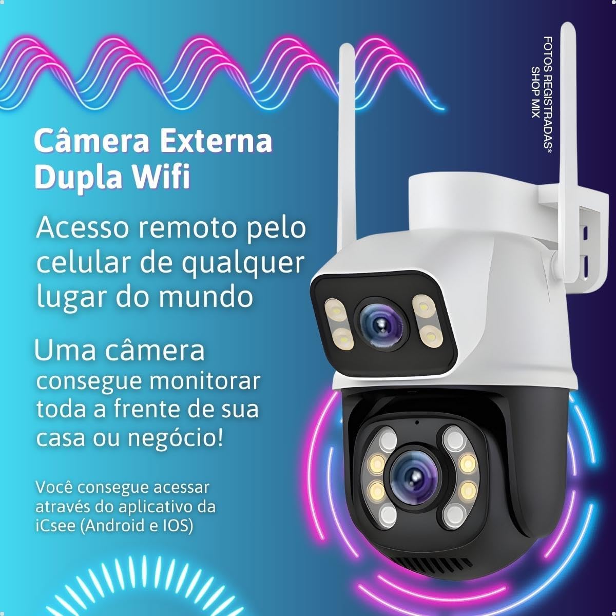 Image illustrating the camera's remote access capability via mobile phone, allowing monitoring of an entire area from anywhere.