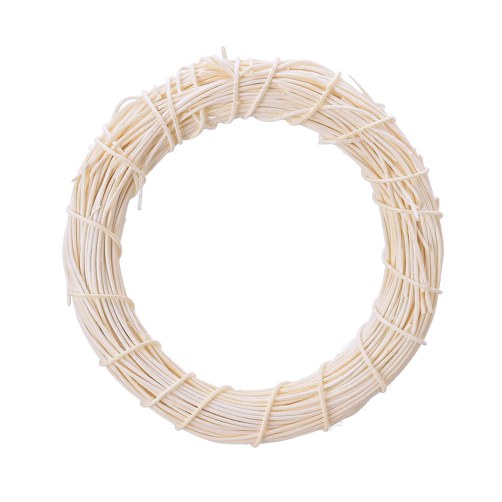 Betos 15Cm Natural Rattan Wreaths, 8 Pack White Christmas Rattan Wreath Natural Wreath Rings Round Garland Vine Branch Wreath For Xmas Door/Wall Decor,Diy Xmas Wreath Accessories